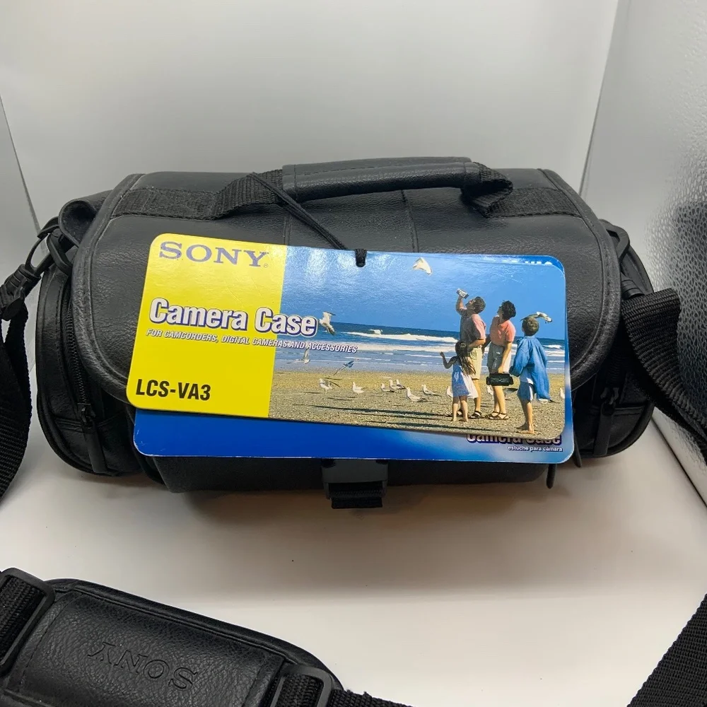 Sony HandyCam LCS-VA3 Leather Carrying Case Bag with Manuals and Extras